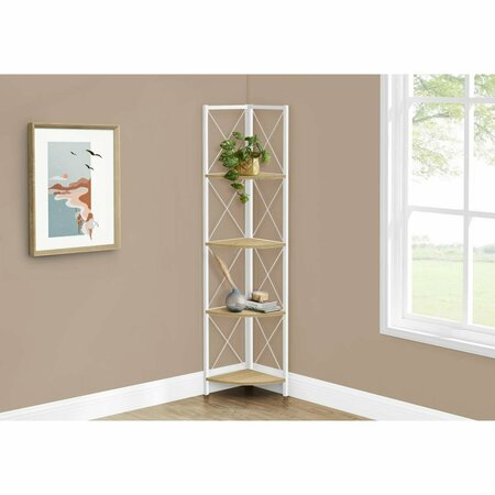 DAPHNES DINNETTE 60 in. Bookcase with Metal Corner Etagere, Natural & White DA2450138